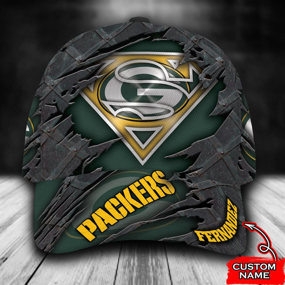 Personalized Green Bay Packers Superman All Over Print 3D Baseball Cap – Green