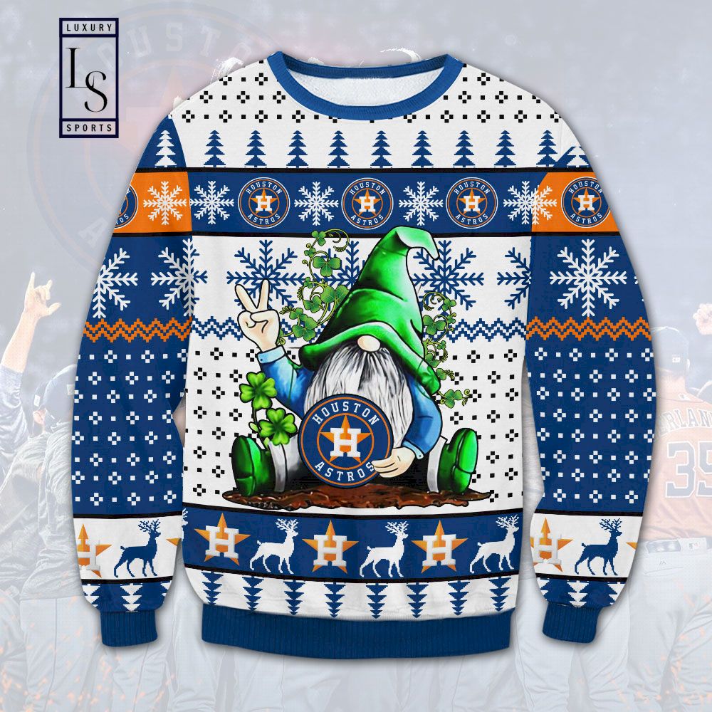 Houston Astros Gnome Gift For Fan Ugly Wool Sweater Christmas