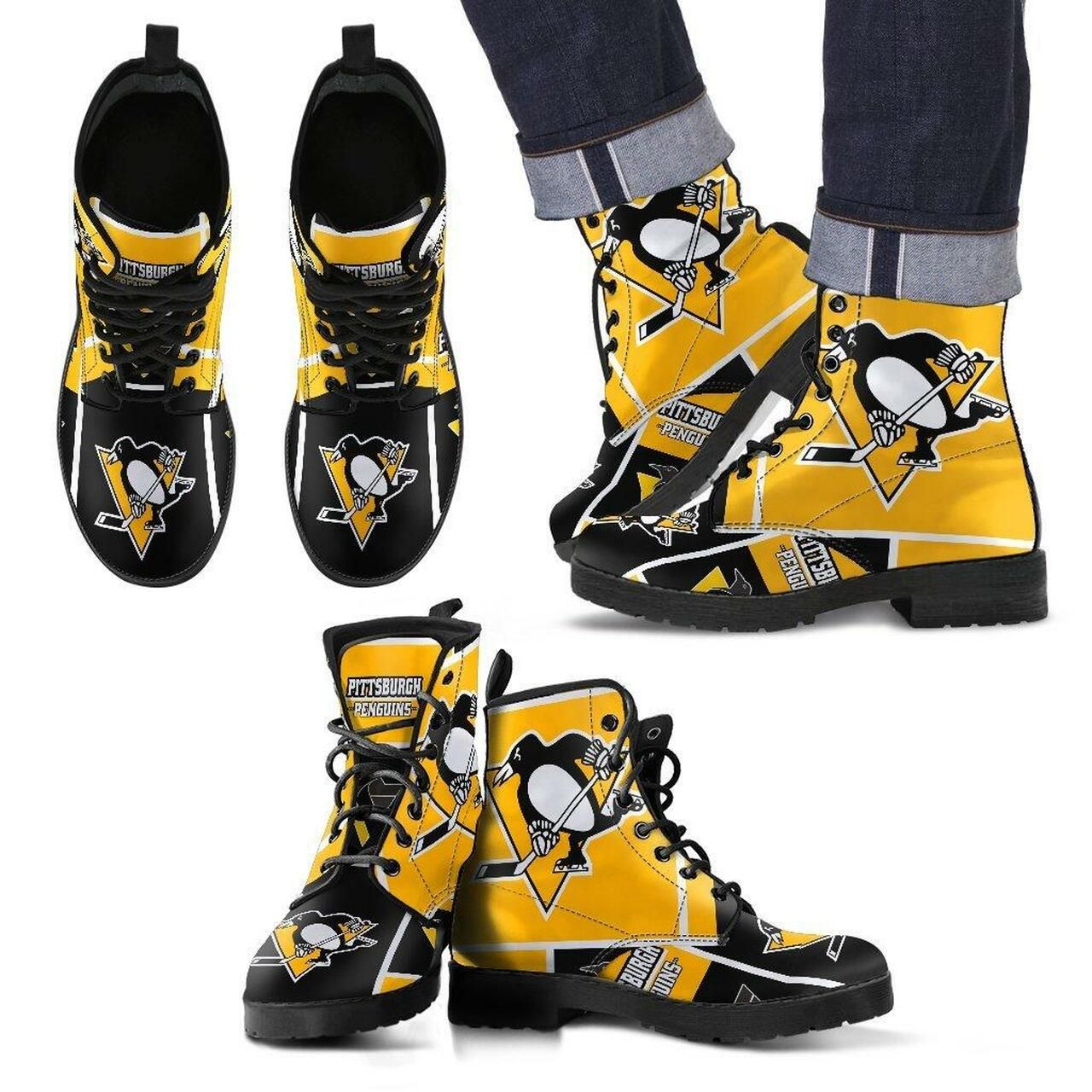 Pittsburgh Penguins Leather Boots Fashion Women Boots Shoes Shoes3923