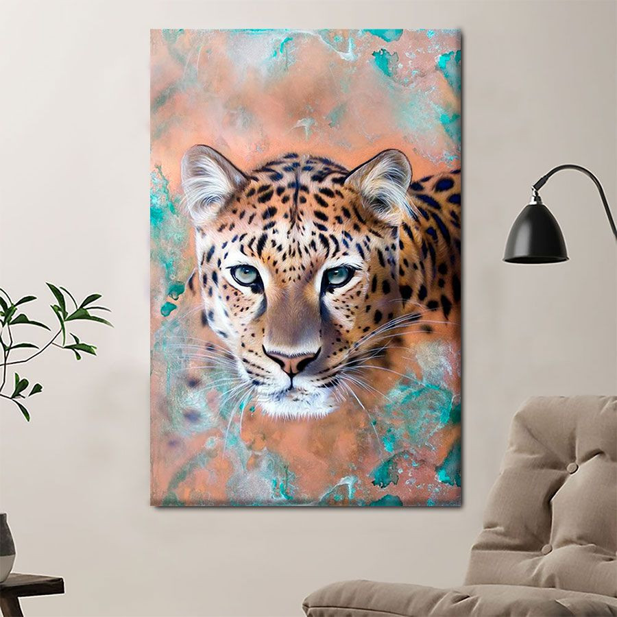 B1606 G845 Leopard Face Vintage Background Poster & Canvas