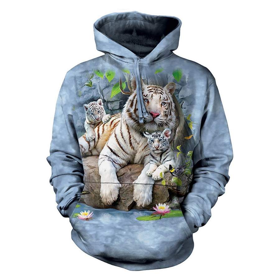 White Tigers of Bengal – Adult Unisex Hoodie Sweatshirt