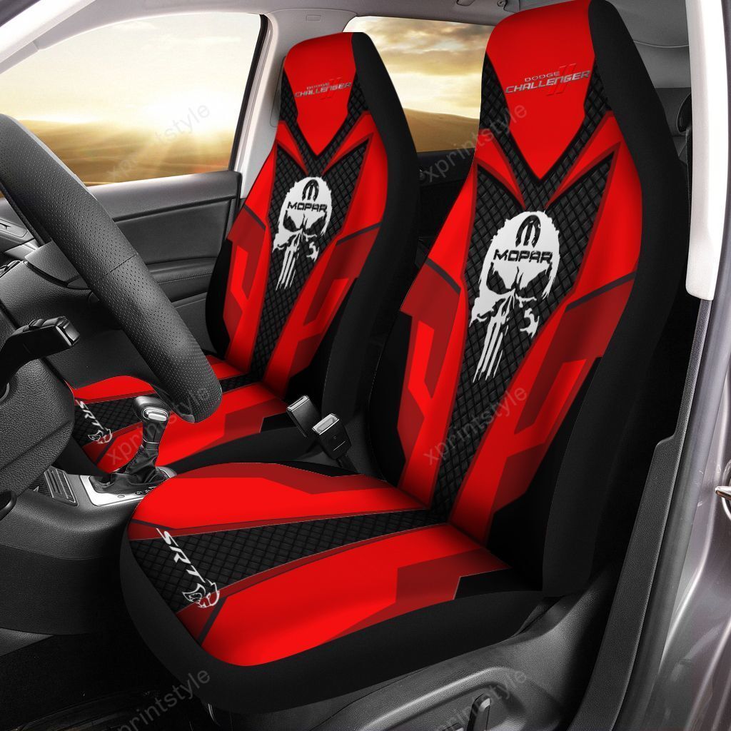 Dodge Challenger Mopar  Car Seat Cover (Set Of 2) Ver 1 (Red)