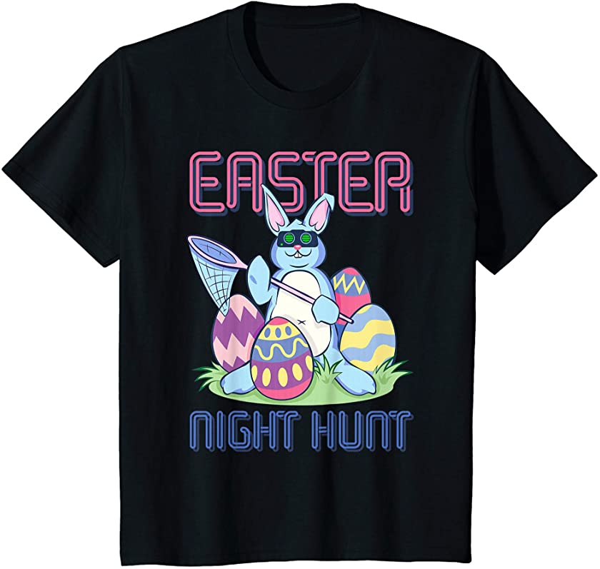 Kids Night Hunt Bunny Shirt for Kids Easter Sunday T-Shirt