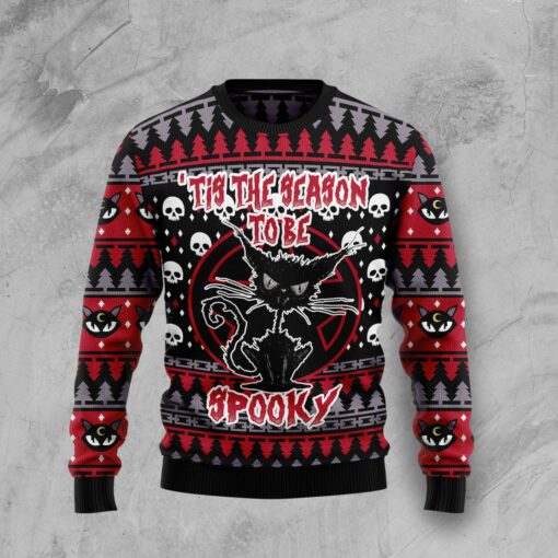 Black Cat Spooky Halloween Ugly Christmas Sweater For Men & Women, Gift For Christmas, Merry Christmas