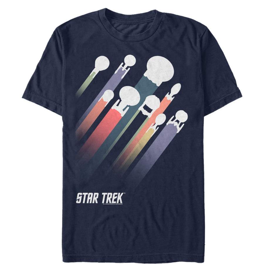 Star Trek Men’s Spaceship Rainbow Streak  T Shirt