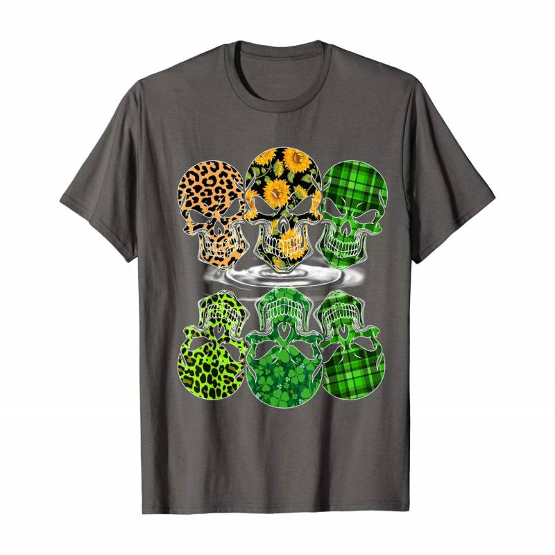 Three Skull Leopard And Buffalo Plaid St Patrick’s Day Gift T-shirt