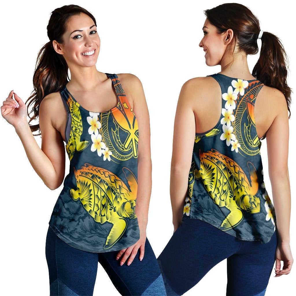 Hawaiian Turtle Plumerian Polynesian Racerback Tank Sease Style Ver 2 Ah Ha31407