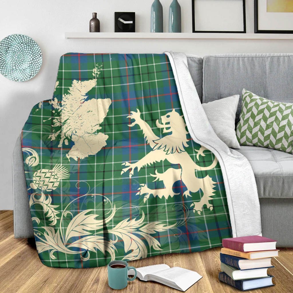 Tartan Blanket Duncan Ancient Tartan Scotland Lion Thistle Map Plaid Blanket