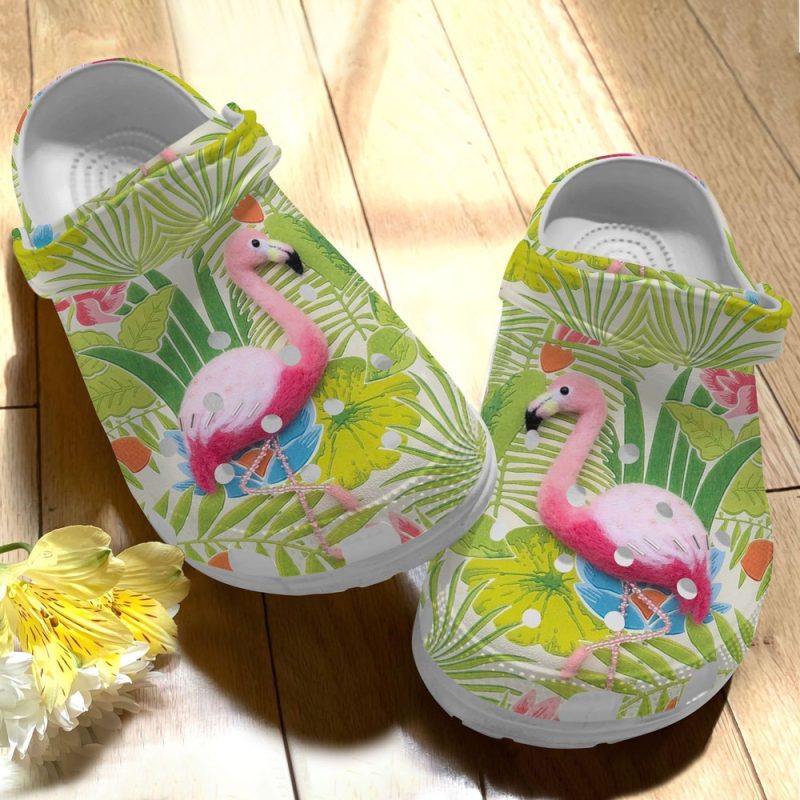 Flamingo Flower Tropical Rubber clog Shoes Comfy Footwear