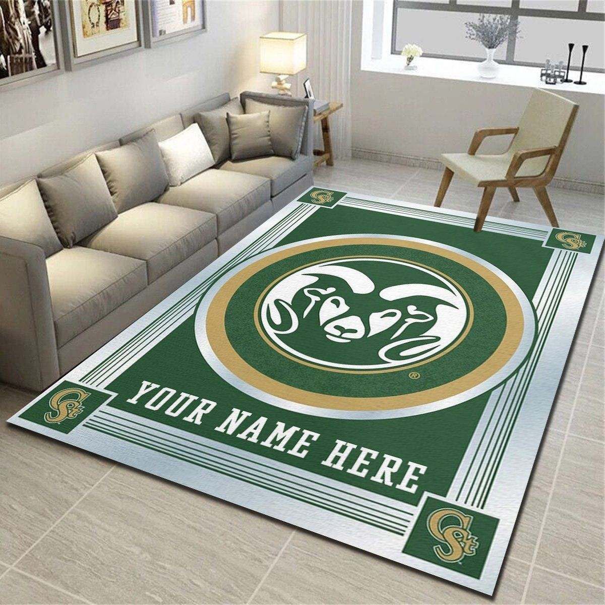 Colorado State Rams Personalized Rug, Team Living Room Carpet, Customized Man Cave Floor Mat