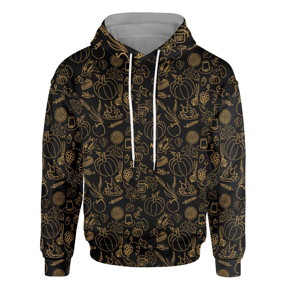 Cartoon Thanksgiving Pattern All Over Print Hoodie For Men And Women, Best Thanksgiving Themed Hoodie