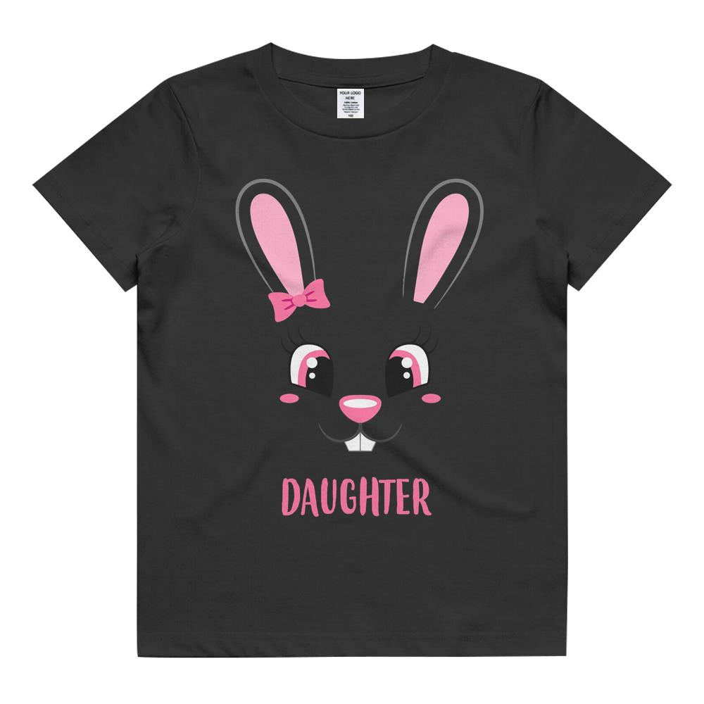 Daughter Bunny Face Funny  Easter Rabbit Family Matching Set Kids T Shirt