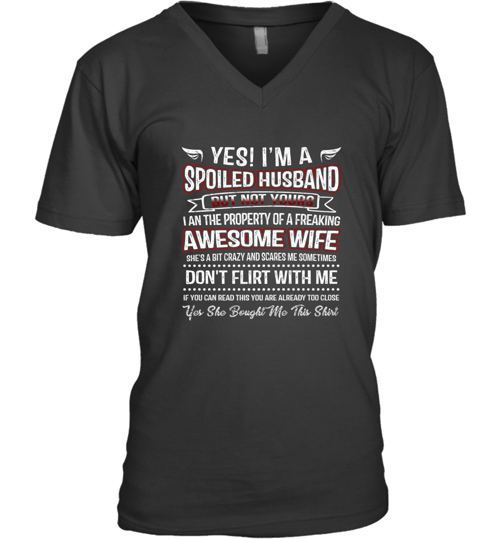 Spoiled Husband Property Of Freaking Wife Valentine’s Day Gift Men’s V-Neck