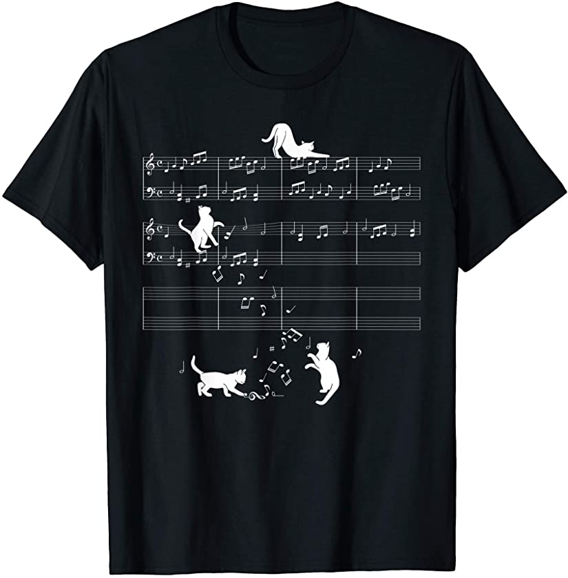 Cats Cute Kittens Musical Note Clef Musician Gift T-Shirt