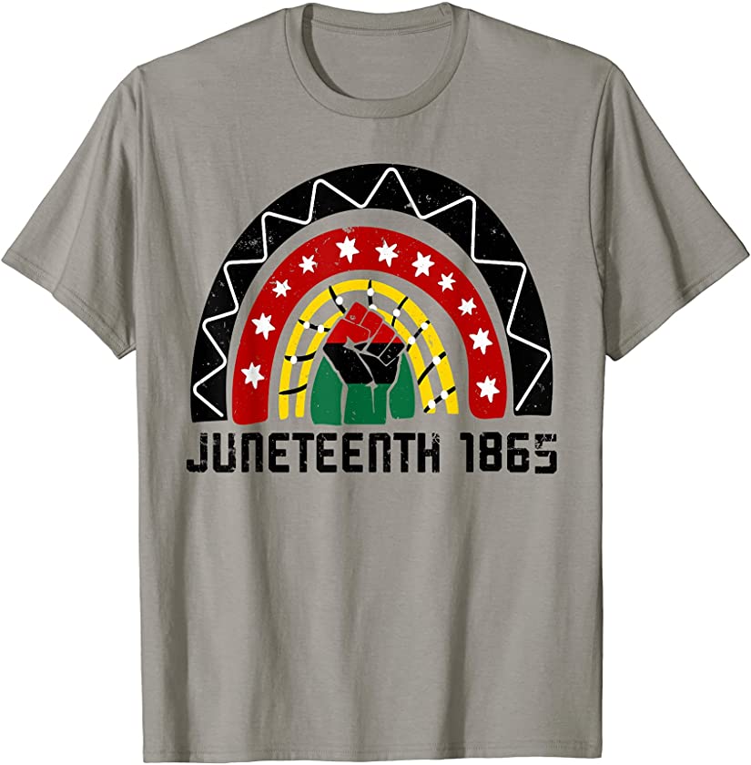 qe4 Juneteenth Rainbow American African Flag 1865 Pride T-Shirt