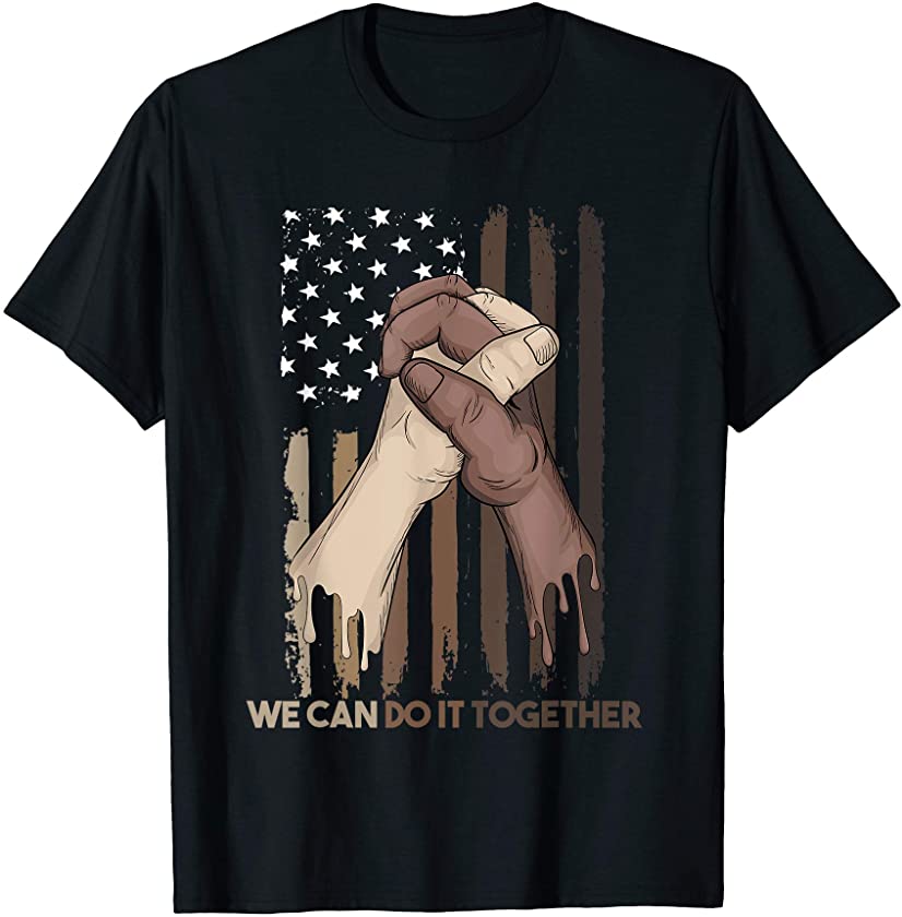 US Flag with Black & American Hands Black Lives Matter BLM T-Shirt