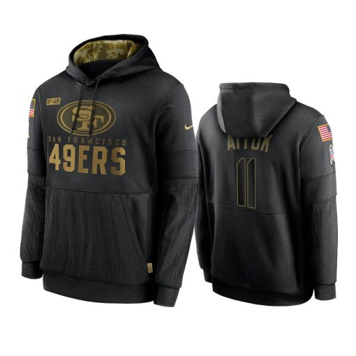 San Francisco 49Ers Brandon Aiyuk Black 2020 Salute To Service Sideline Performance Pullover Hoodie