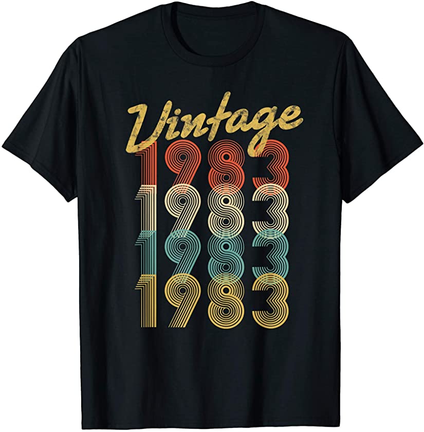 38th Birthday Gift Vintage 1983 Retro Pop Style 38 yrs old T-Shirt