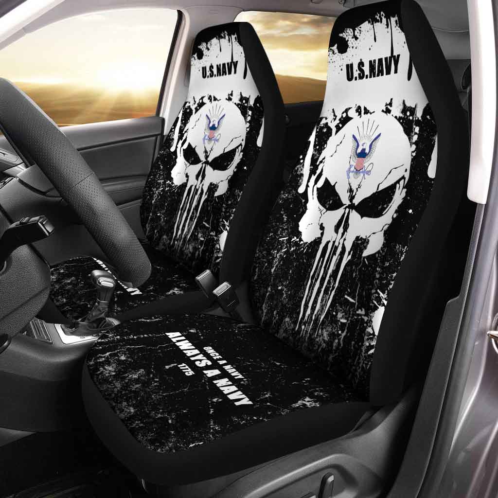 United States Navy Car Seat Covers Custom Grunge Skull