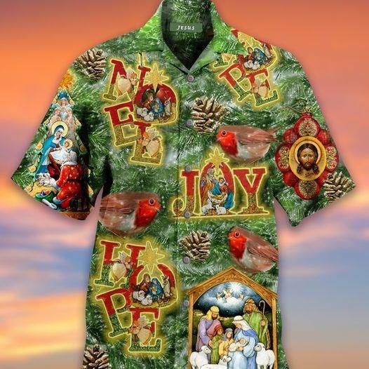 Buy Amazing Noel Hope Joy Green Red Hawaii Aloha Shirts Ha41516