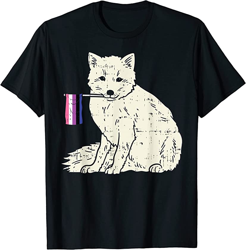 Snow Fox Genderfluid Flag Pride Non-Binary LGBTQ Animal Gift T-Shirt