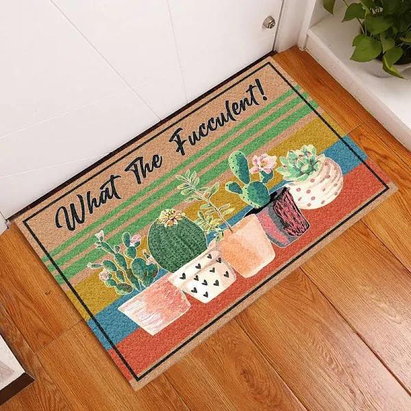 What The Fucculent Cactus Colourful Garden Flower Doormat Indoor And Outdoor Mat Entrance Rug Sweet Home Decor Closing Gift Gift For Friend Family Flower Lovers Gift Idea