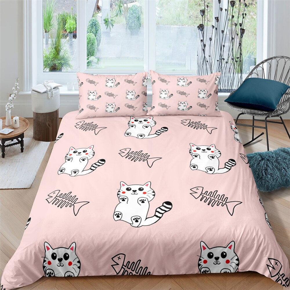 Adorable Kitten/Puppy Patterned Bedding Set 3D King/Queen-Sized Sheets Bed Covers And Pillowcases Duvet Covers