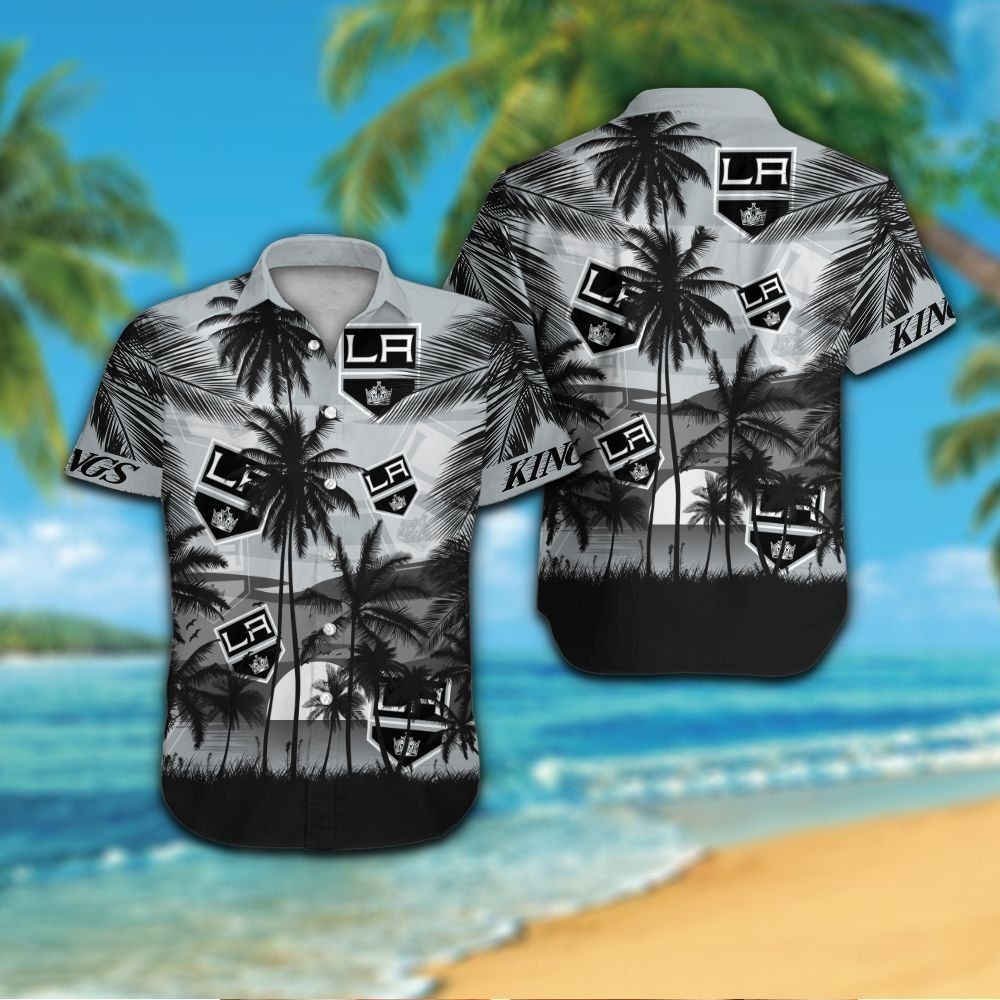 Los Angeles Kings Short Sleeve Button Up Tropical Hawaiian Shirt