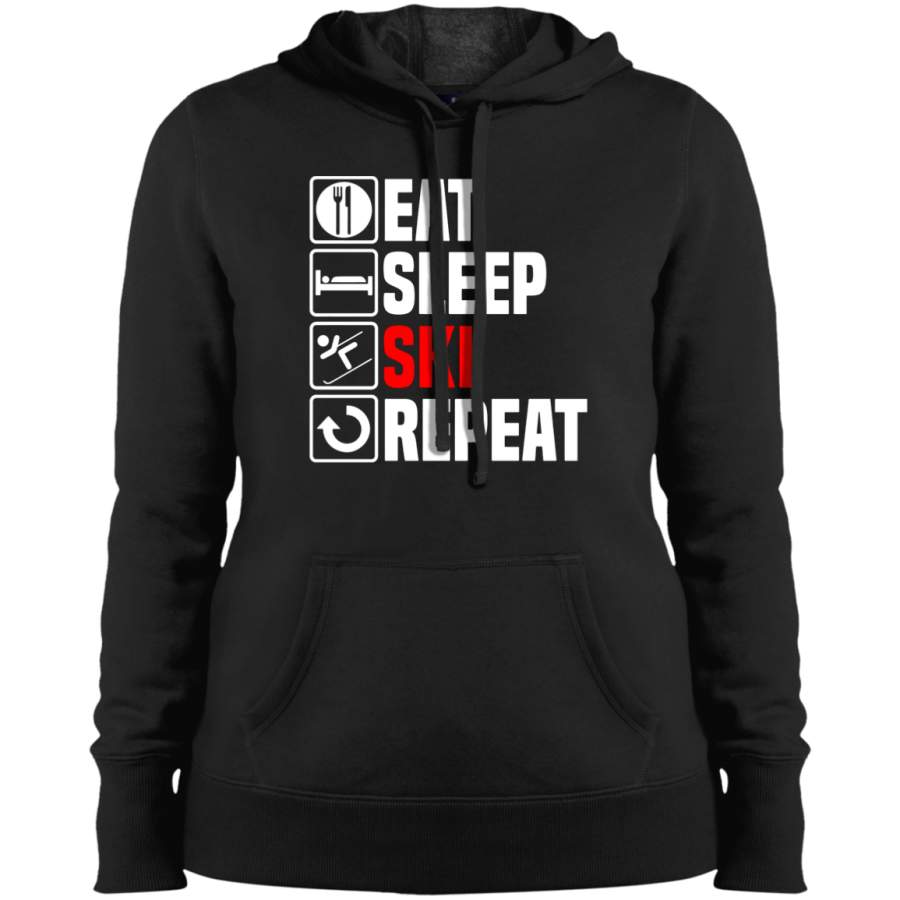 AGR Eat-Sleep-Ski Ladies’ Pullover Hooded Sweatshirt