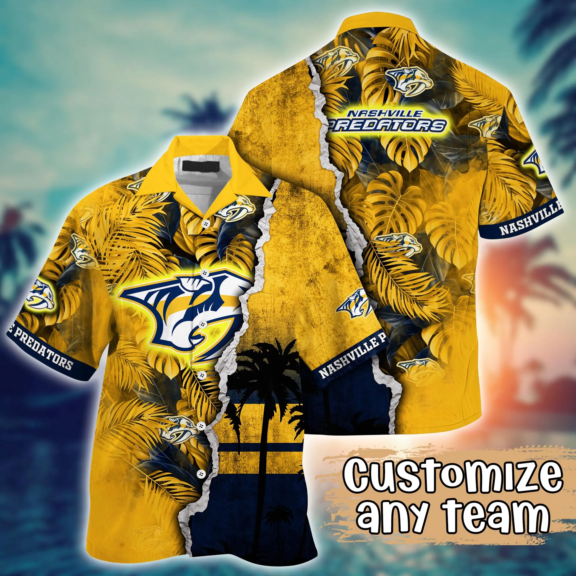 Nashville Predators Nhl Hawaiian Shirt Custom Sea Breeze Aloha Shirt