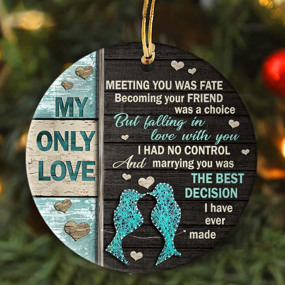 Couple My Only Love Meeting You Was Fate Circle Ceramic Ornament Porcelain Ceramic Home Decorations Ornament Pendant Gifts For Christmas Tree Decor