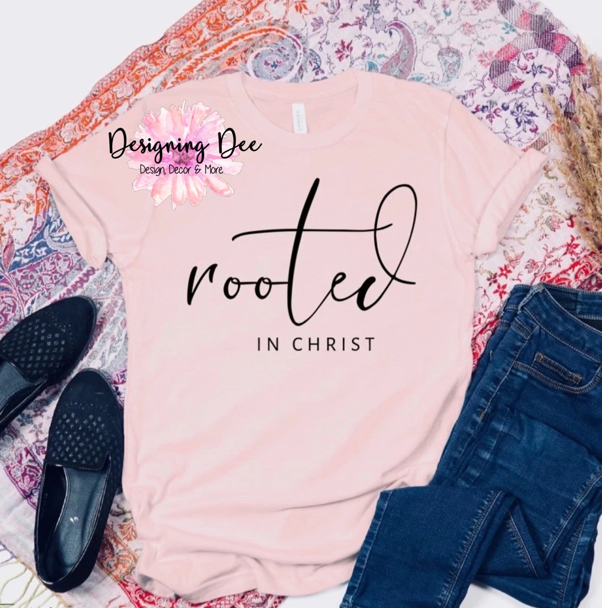 Rooted In Christ Graphic T-Shirt For Women