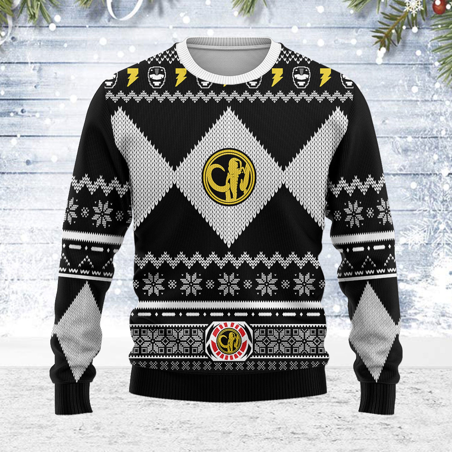 Customspig Ugly Christmas Sweater Black Power Ranger 3D Apparel