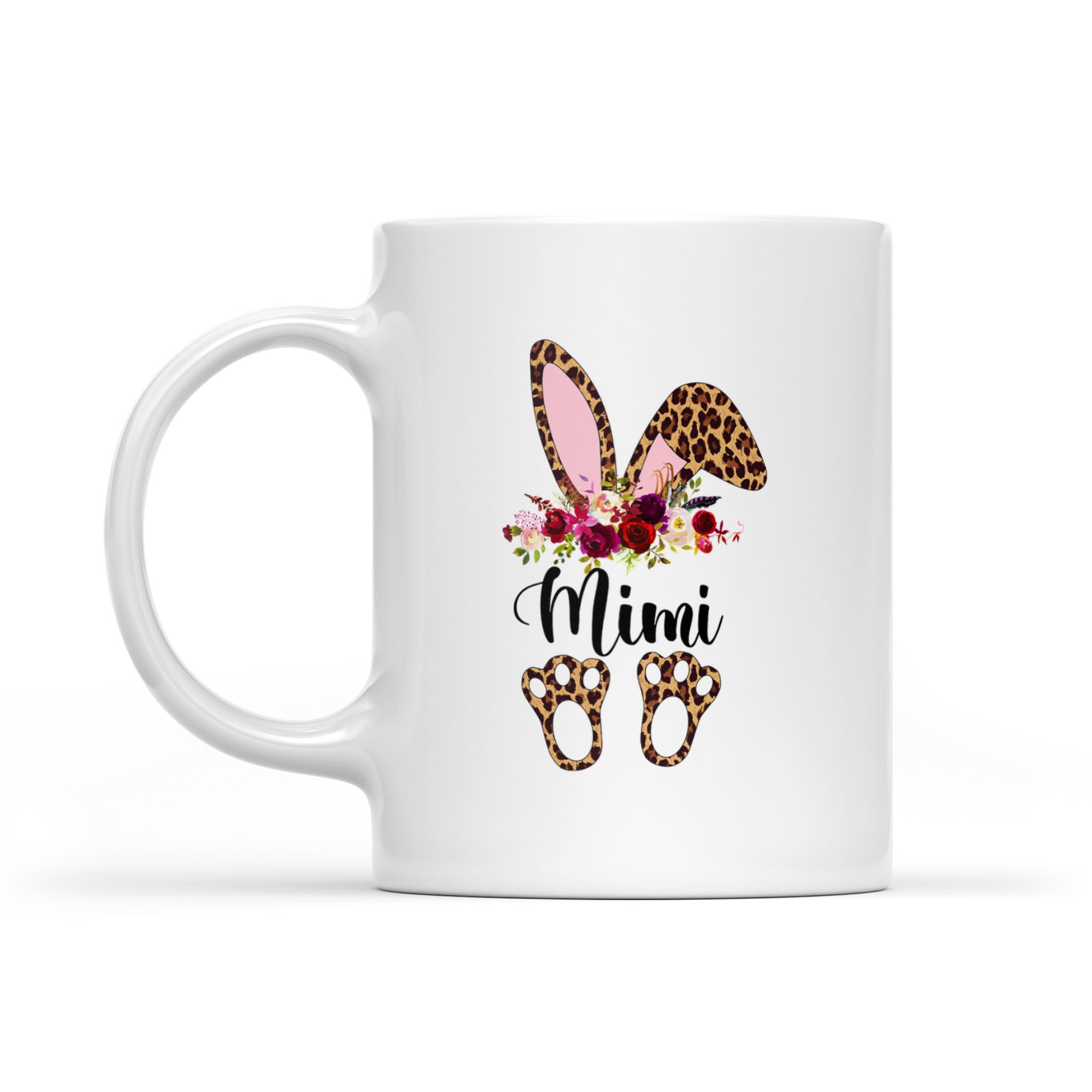 Mimi Bunny Floral Leopard Plaid Mimi Happy Easter Mother’s Day Mug – White Mug