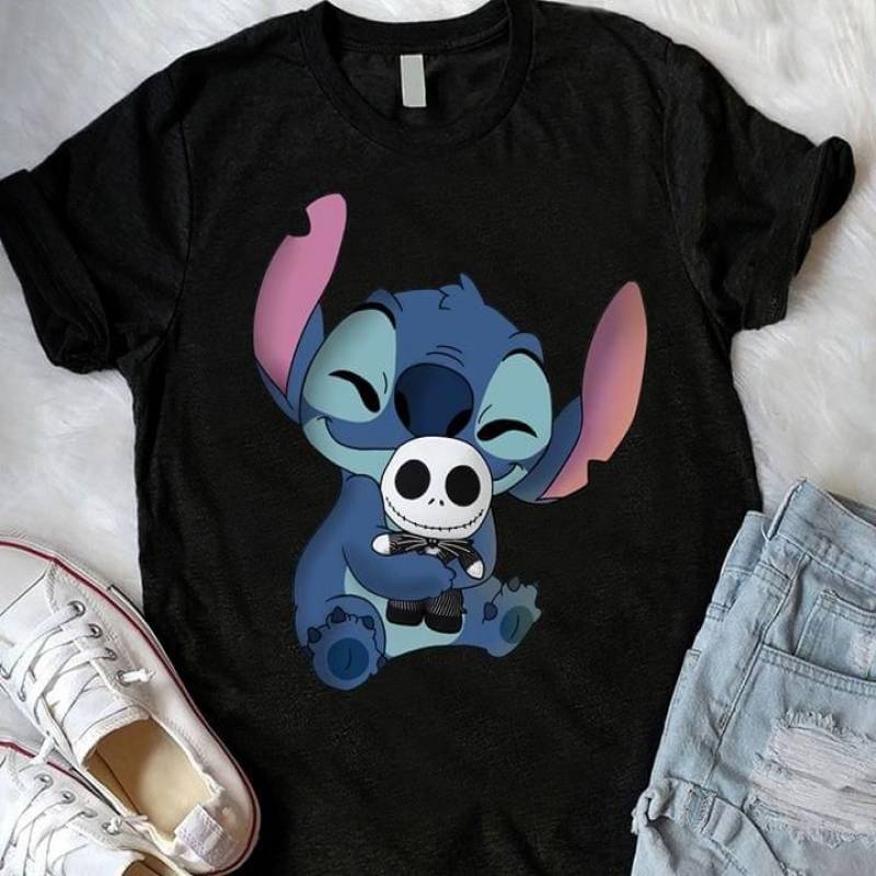 Stitch hug jack skellington doll for fan t shirt
