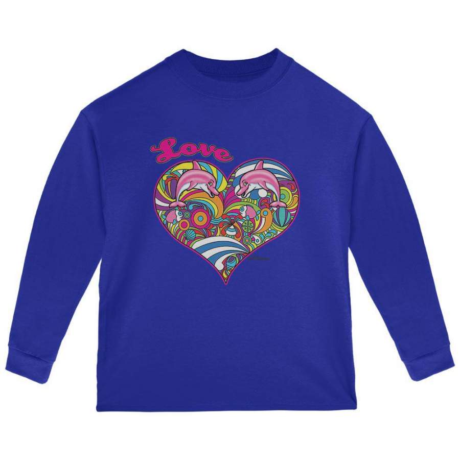 Heart Love Dolphin Ocean Toddler Long Sleeve T Shirt