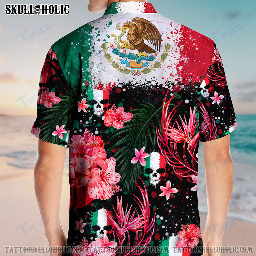 Mexican Skull Flower All Over Printed Hawaii Shirt Size S Ha99475