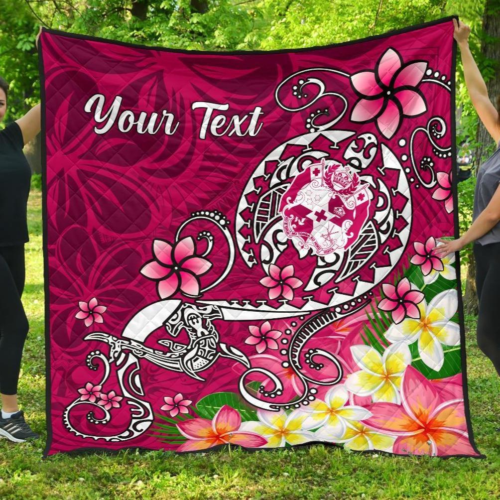 Tonga Custom Personalised Premium Quilt – Turtle Plumeria (Pink) – BN18