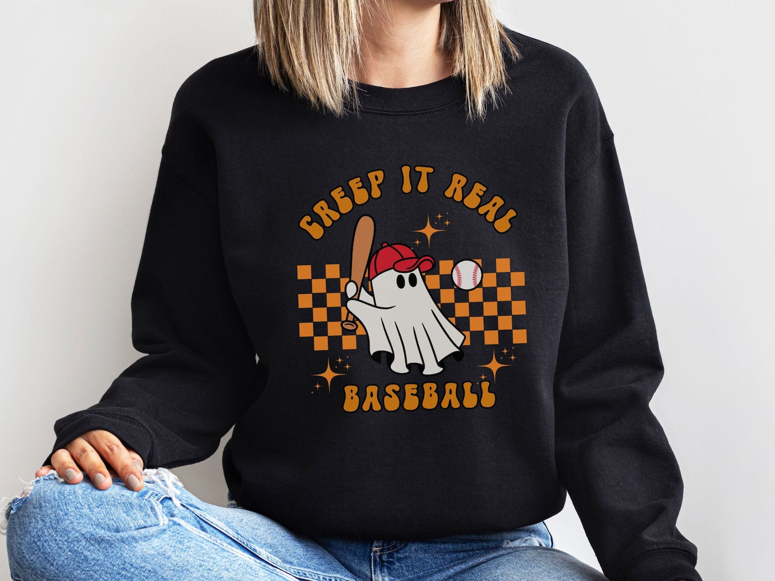 Baseball Halloween 2D Crewneck Sweatshirt All Over Print Sweatshirt For Women Sweatshirt For Men