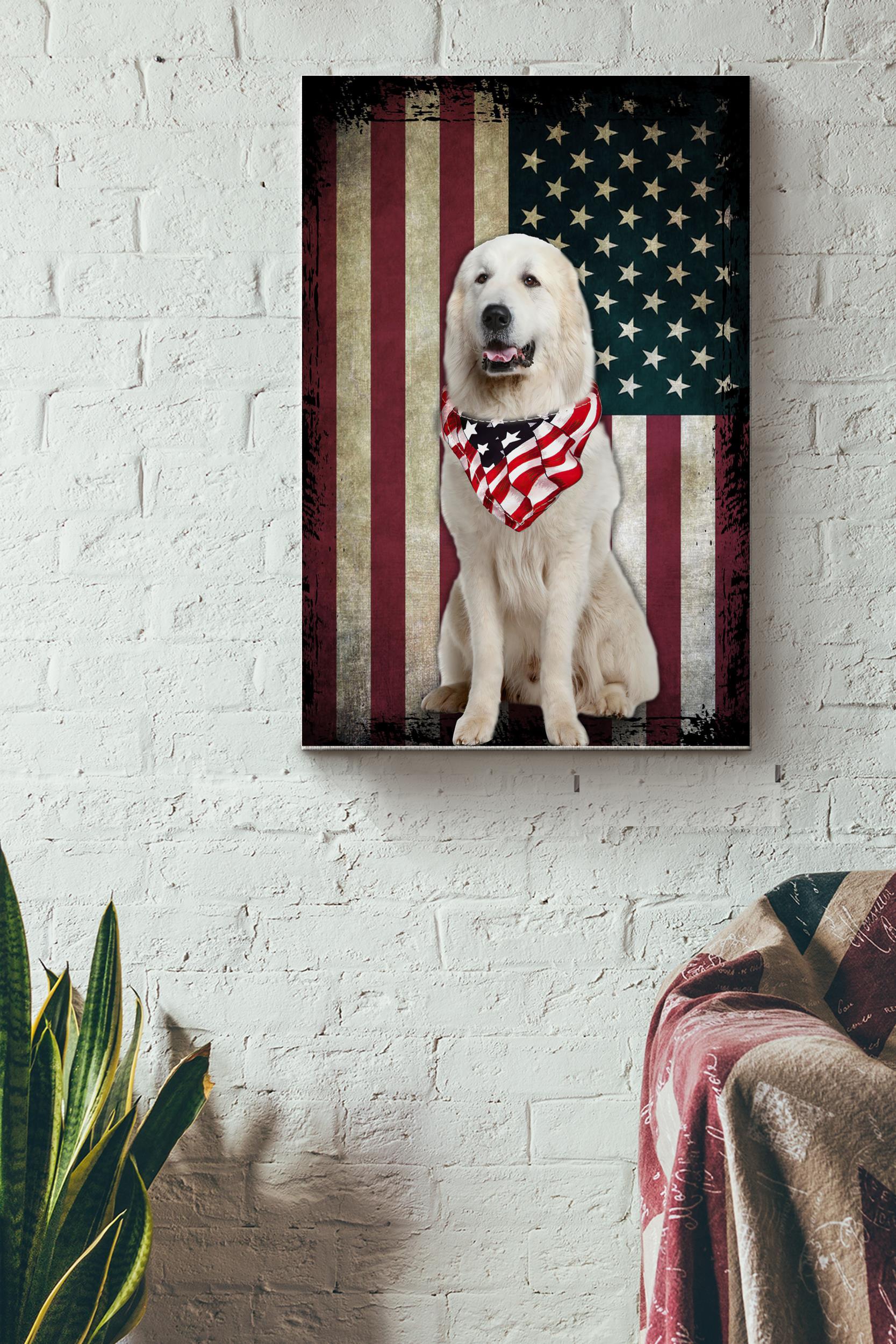 American White Dog Poster – Animal Wall Art – Gift For American, Dog Lover, Dog Foster Wrapped Canvas