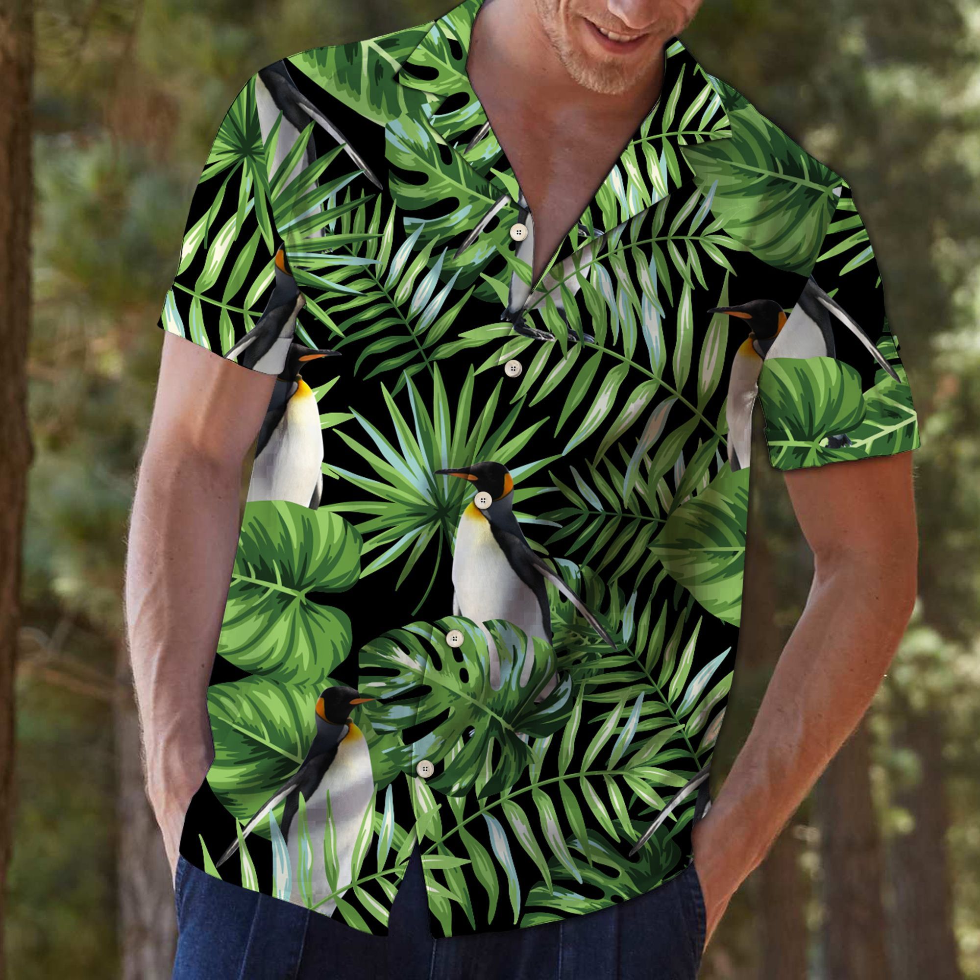 Aloha Shirt Mother’s day Father’s day unique gift ideas for mom & dad from daughter & son kids, meaningful birthday presents –  Penguin Green Tropical G5703 – Hawaii Shirt