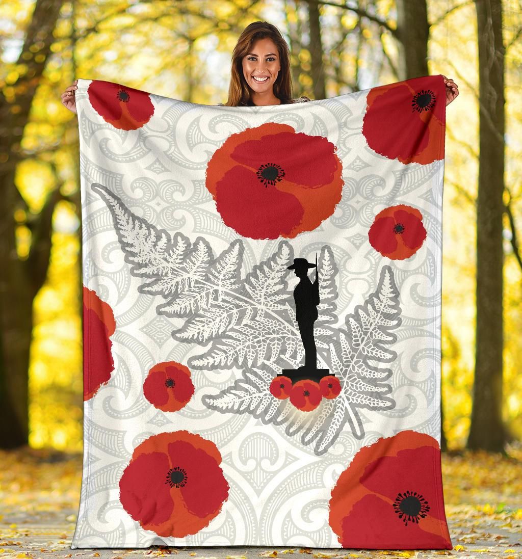 Anzac Maori Premium Blanket Silver Fern Lest For Get K36