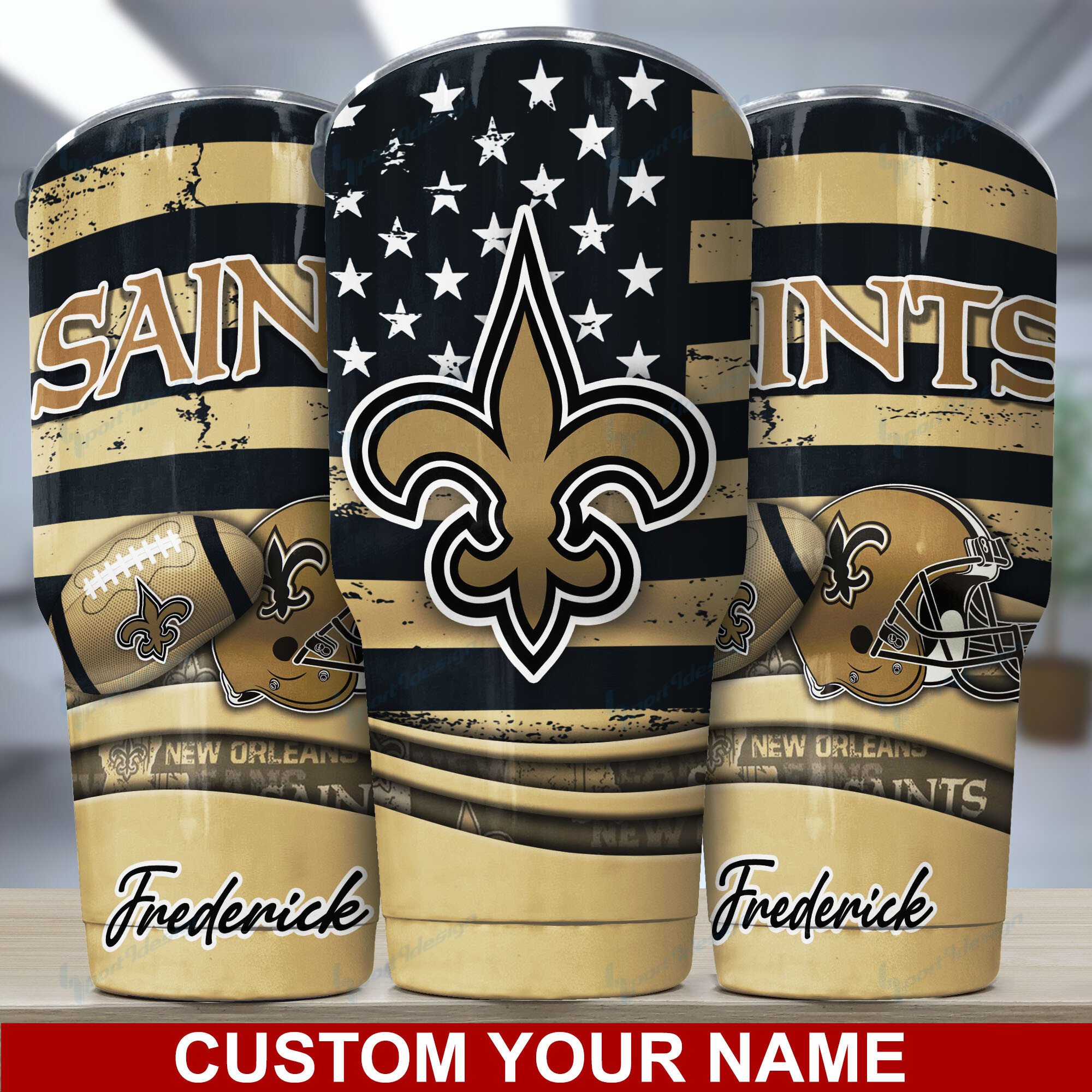 New Orleans Saints Custom Name Tumbler Bg50