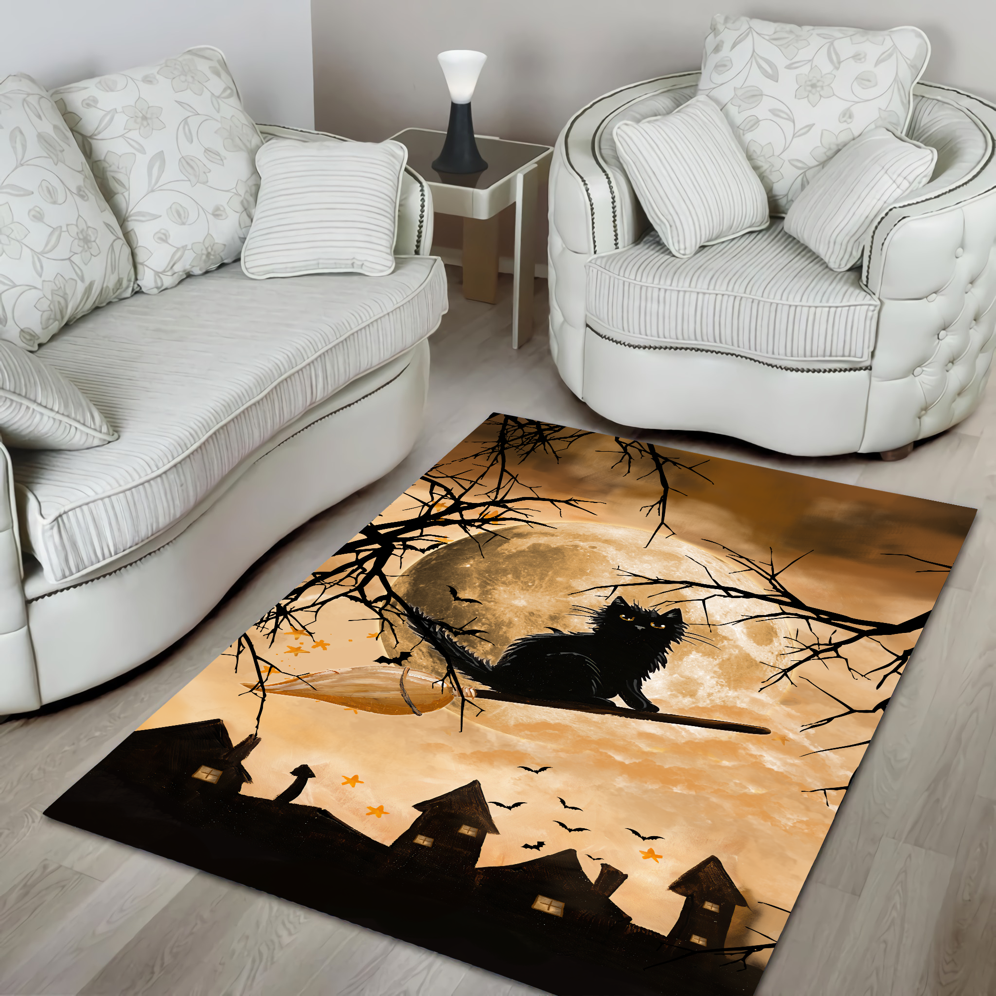 Black Cat Halloween Rug