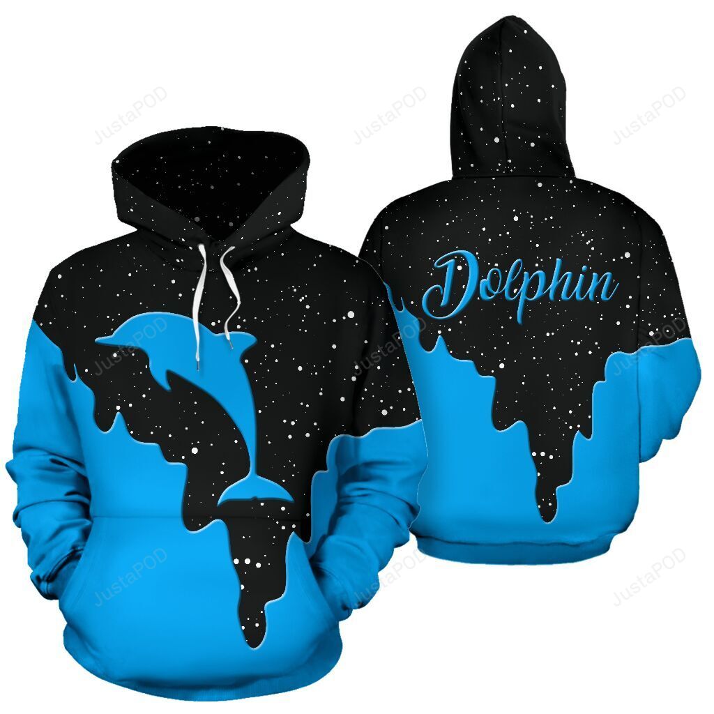 Dolphin Shape Flow 3D All Over Print Hoodie, Zip-Up Hoodie