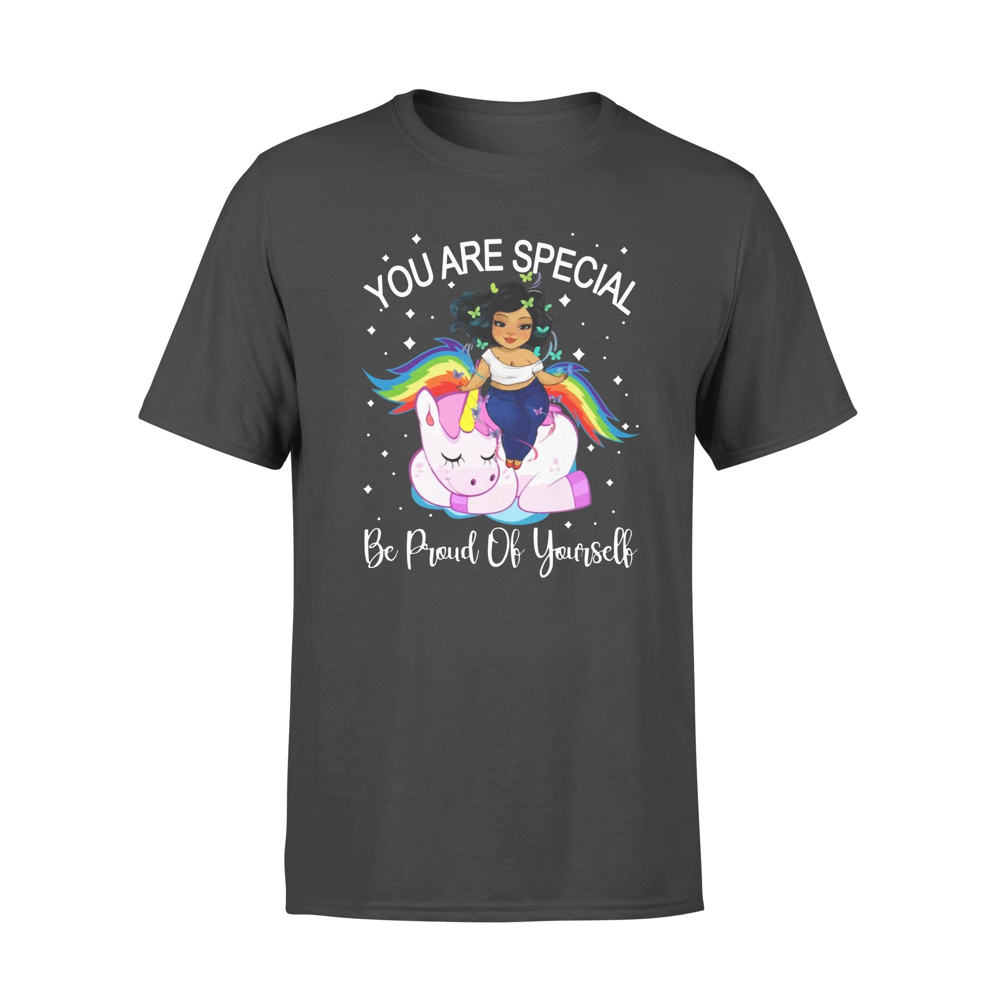 Chubby Girl Riding Unicorn You Are Special Be Proud Of Yourself Shirts – Premium T-shirt