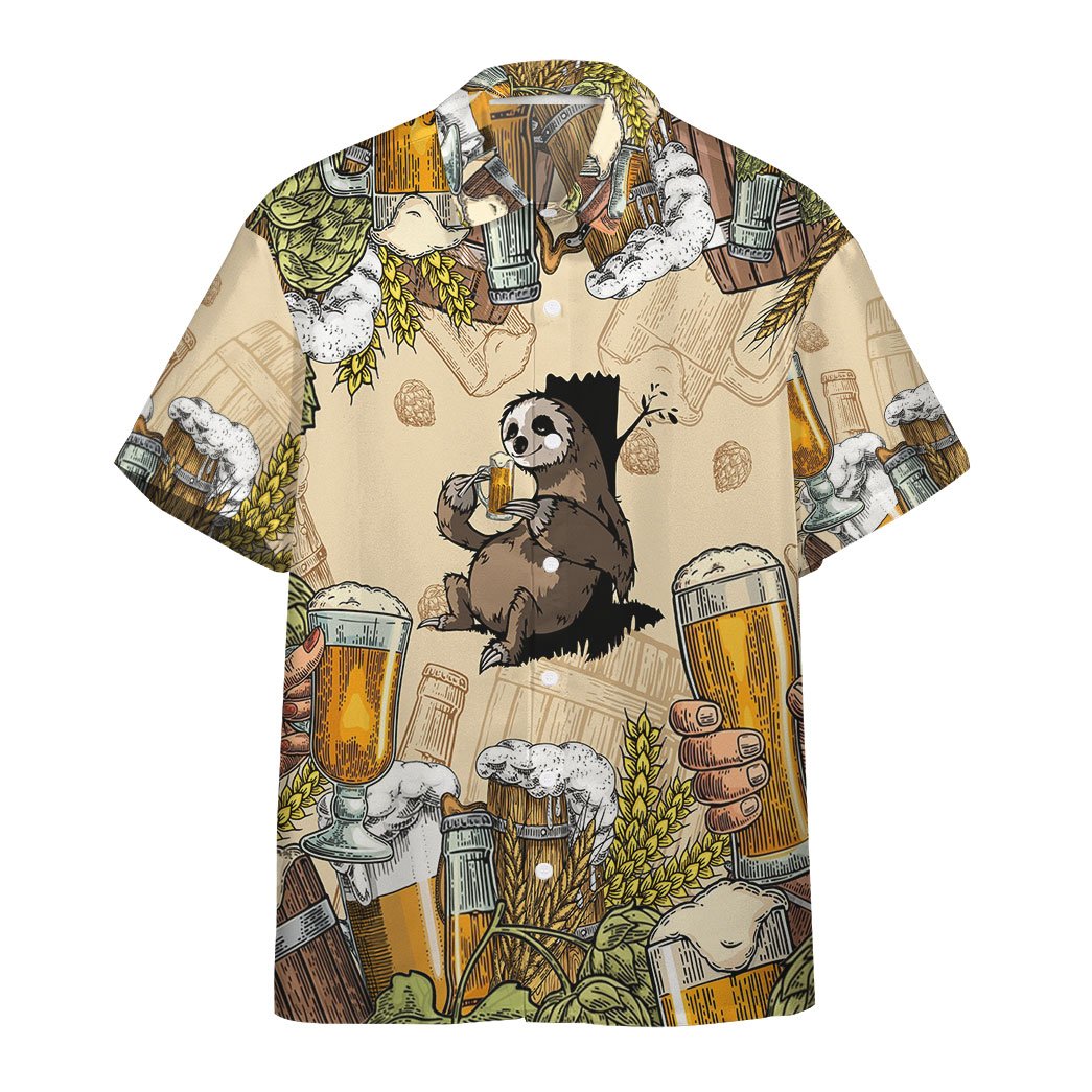 Gearhumans Sloth And Beer Custom Hawaiian Shirt Ha1722