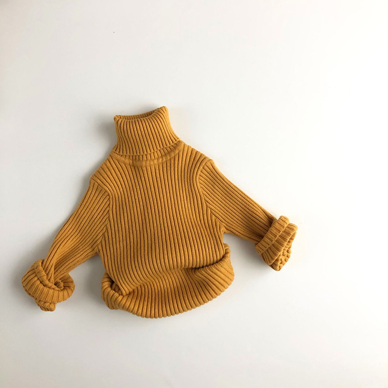 Autumn Winter Kids Warm Sweaters Children Tops Pullover Long Sleeve High-neck Solid Knitting Stretch Base Sweater Baby Clothes alx