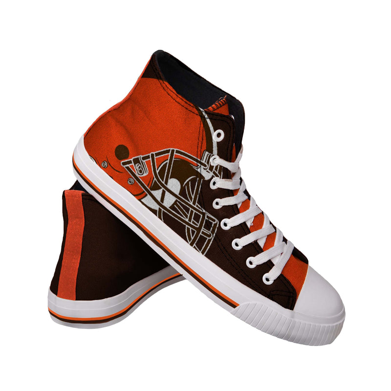 Cleveland Browns Mens NFL High Top Big Logo Canvas Shoes