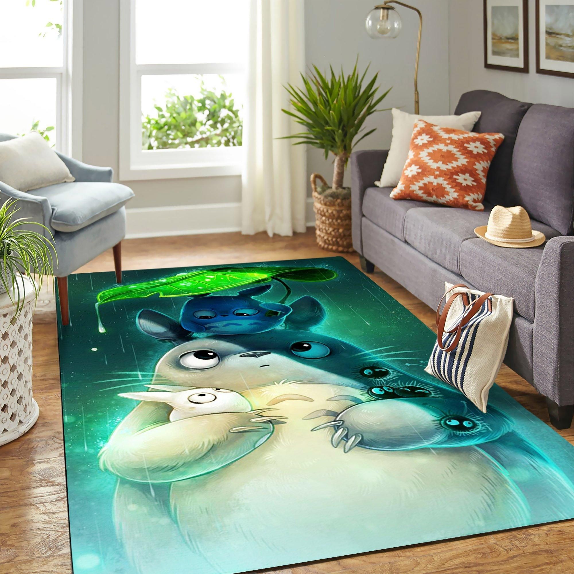 Totoro Rain Area Rug Geeky Carpet – home decor – Bedroom Living Room decor